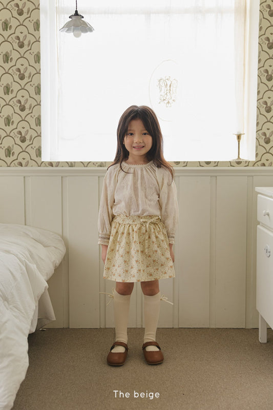 [The Beige] Ribbon Frill Skirt
