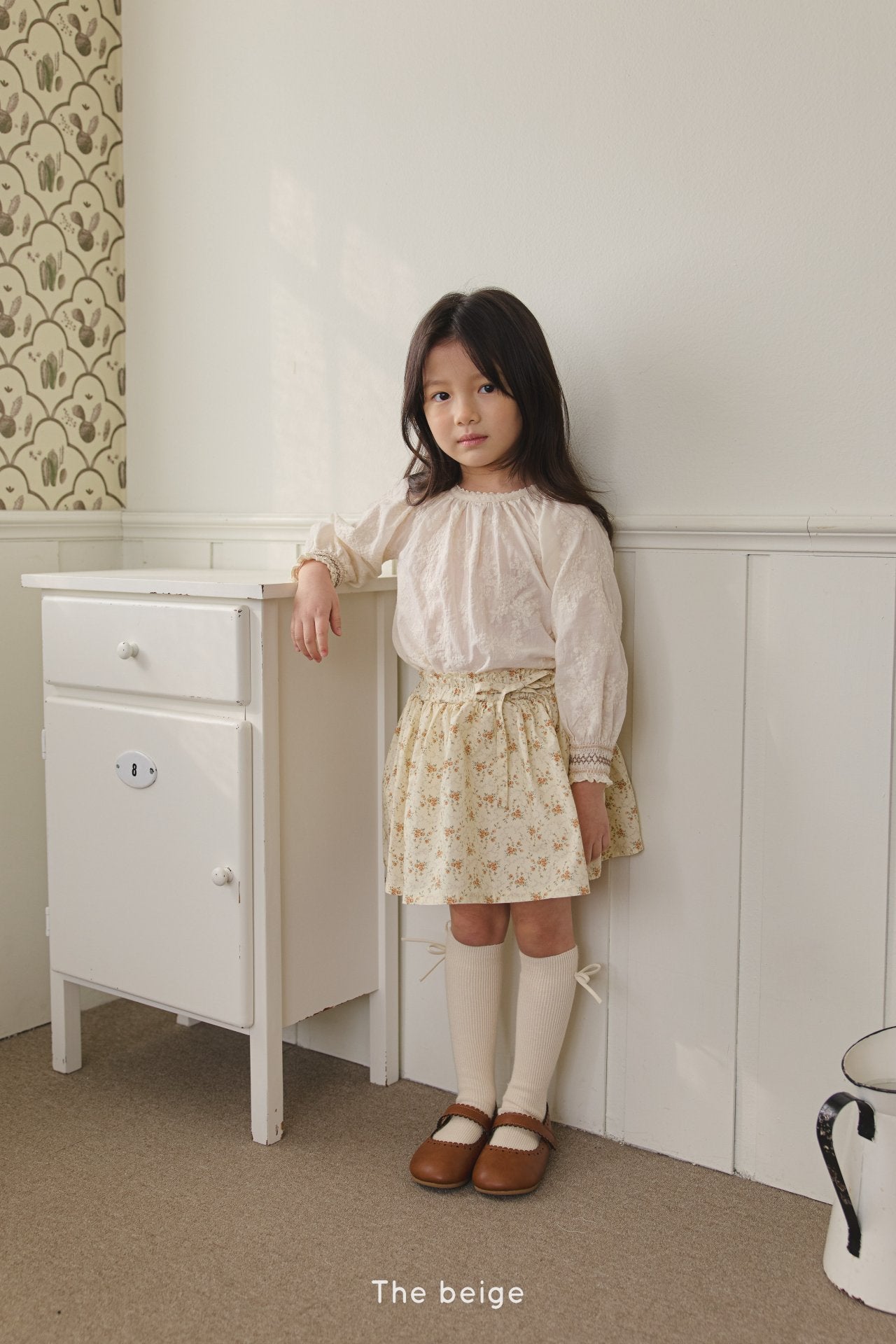 [The Beige] Ribbon Frill Skirt