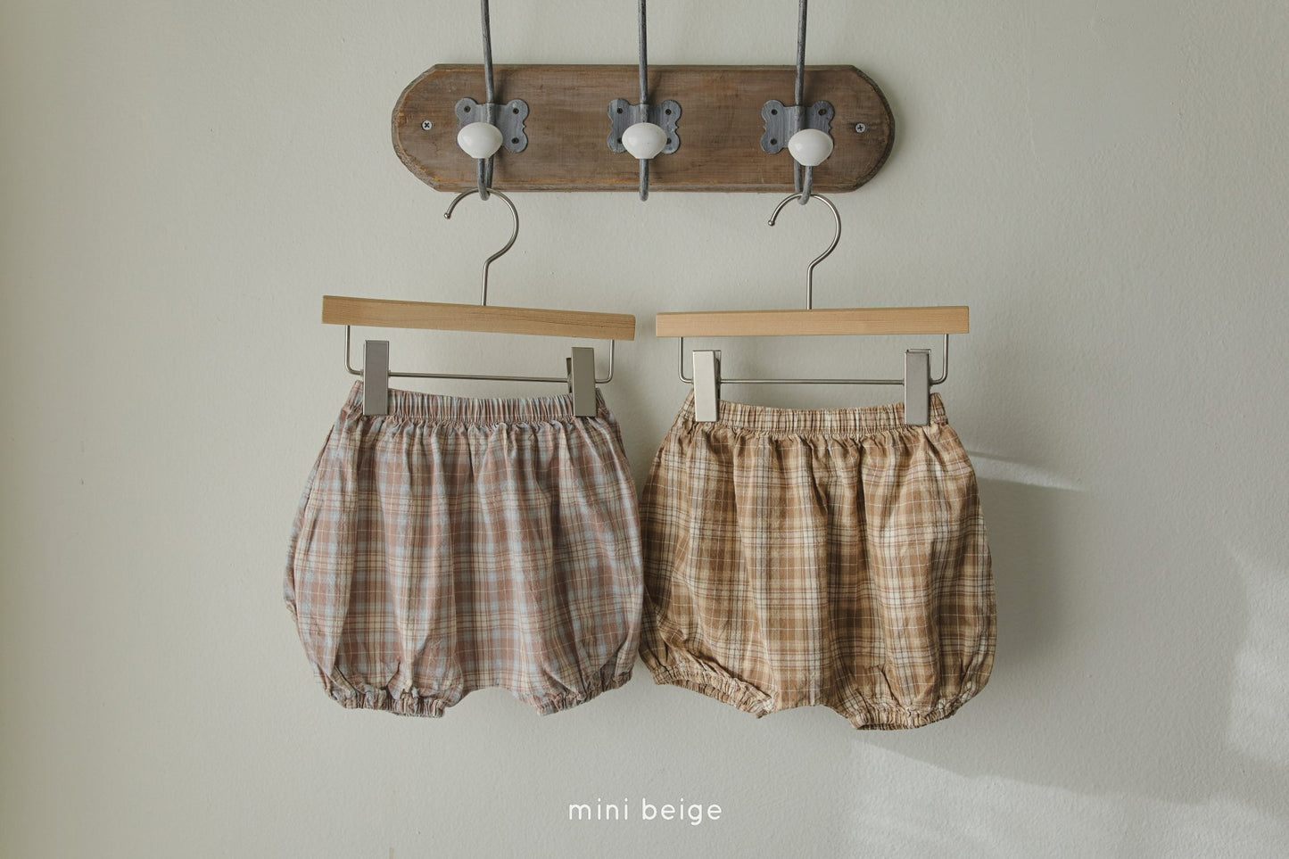 [Mini Beige] Chequered Shorts