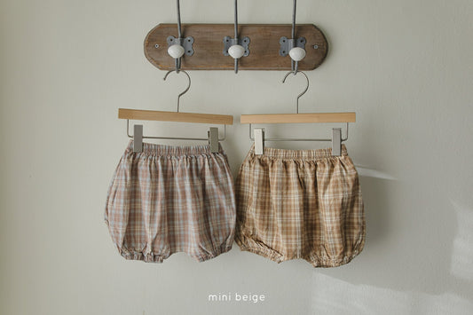 [Mini Beige] Chequered Shorts