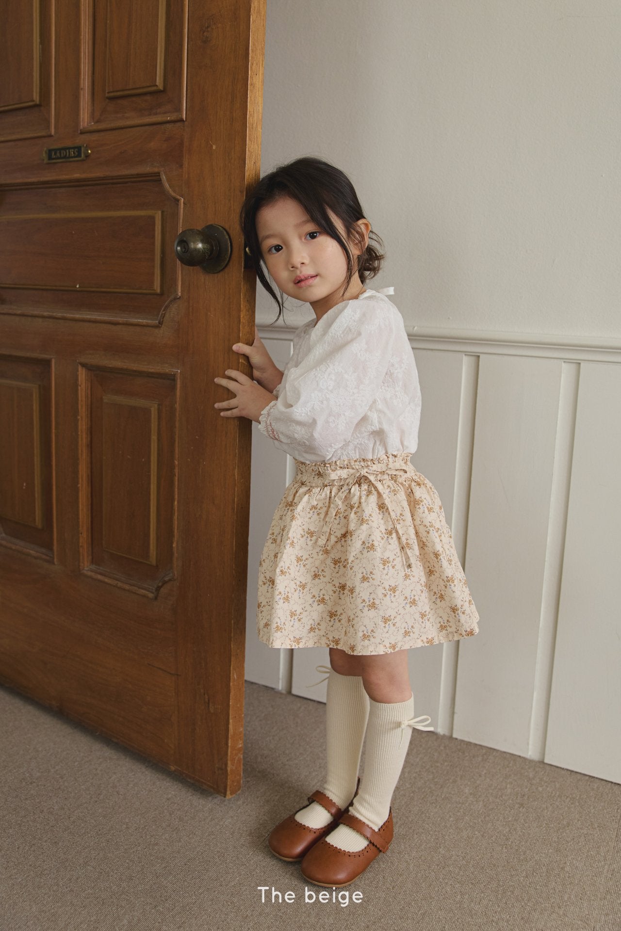[The Beige] Ribbon Frill Skirt