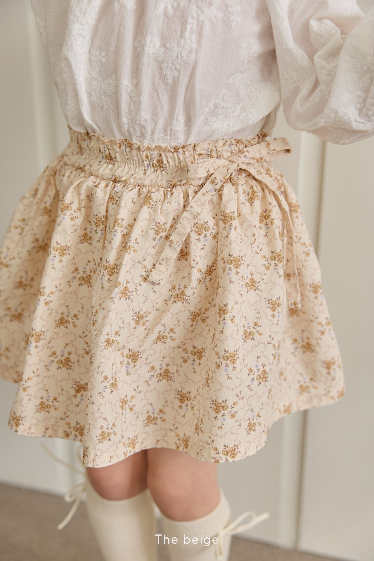 [The Beige] Ribbon Frill Skirt