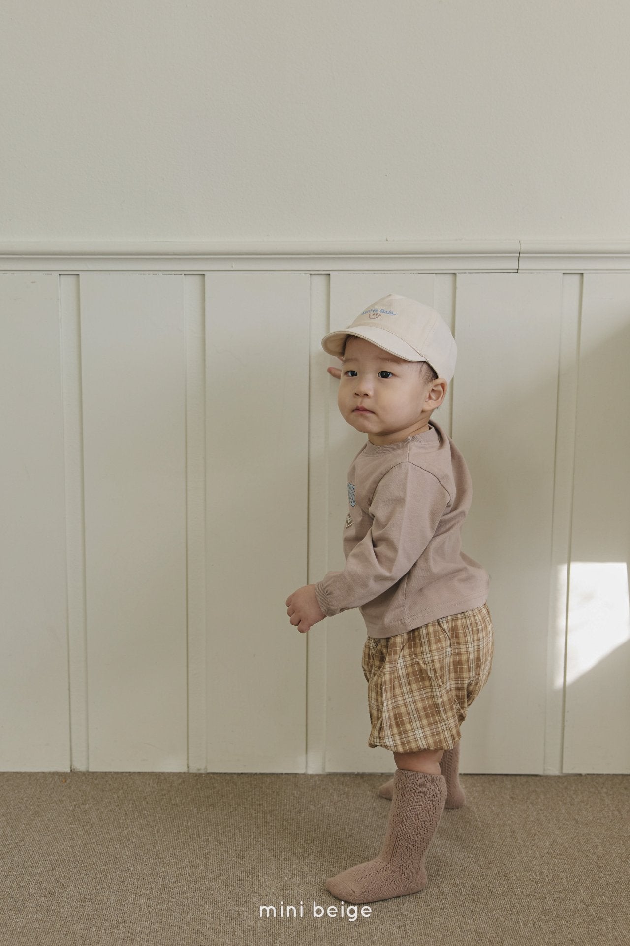 [Mini Beige] Chequered Shorts